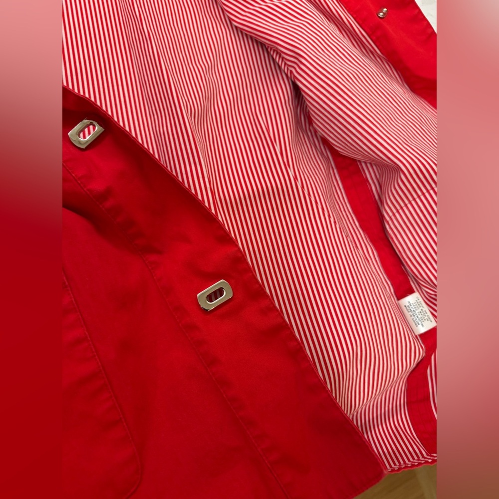 Red Spring Jacket W/ Striped Lining & Silver Clas… - image 3